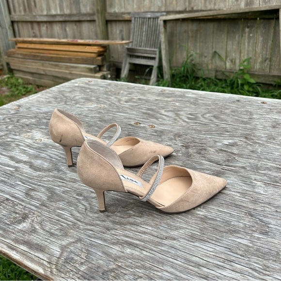 Nina BRYSTOL ALAMO TAN SUEDE MID-HEEL D'ORSAY DRESS PUMP  size 6 - Picture 3 of 6